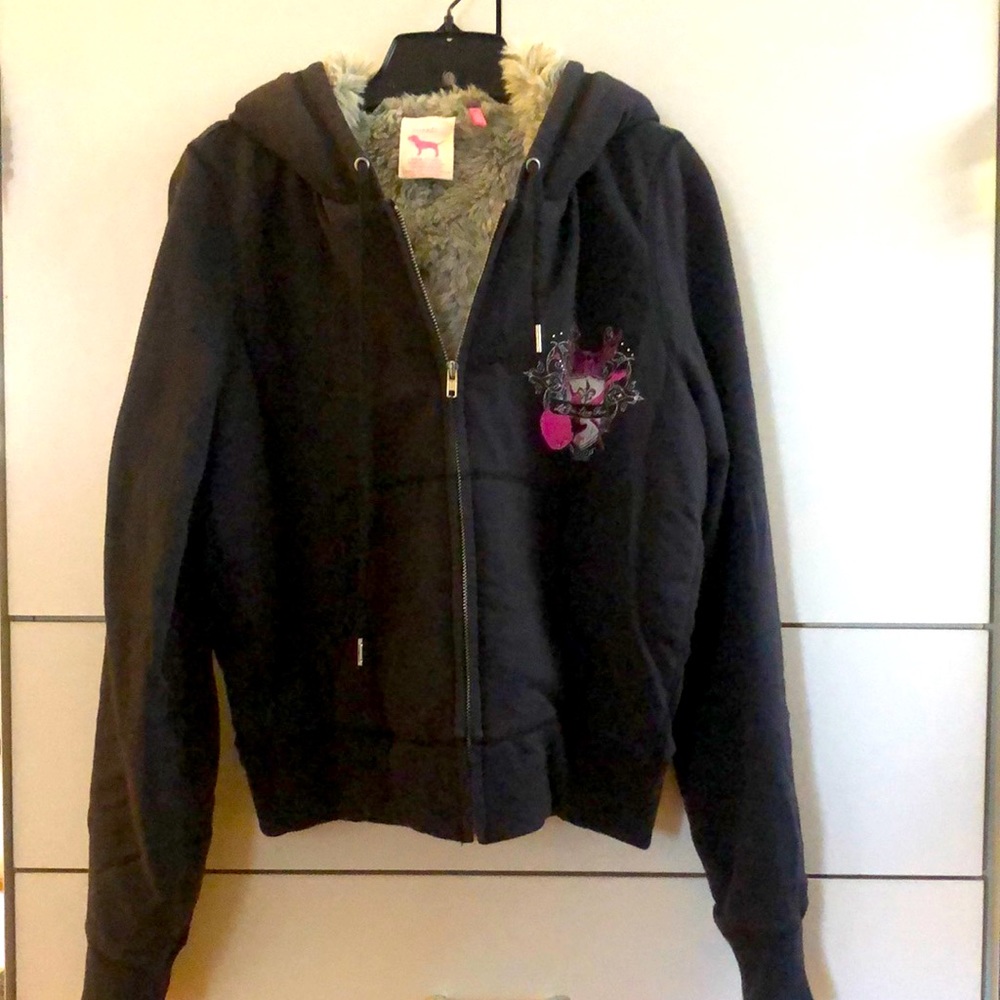 Victoria’s Secret Pink faux fur hoodie